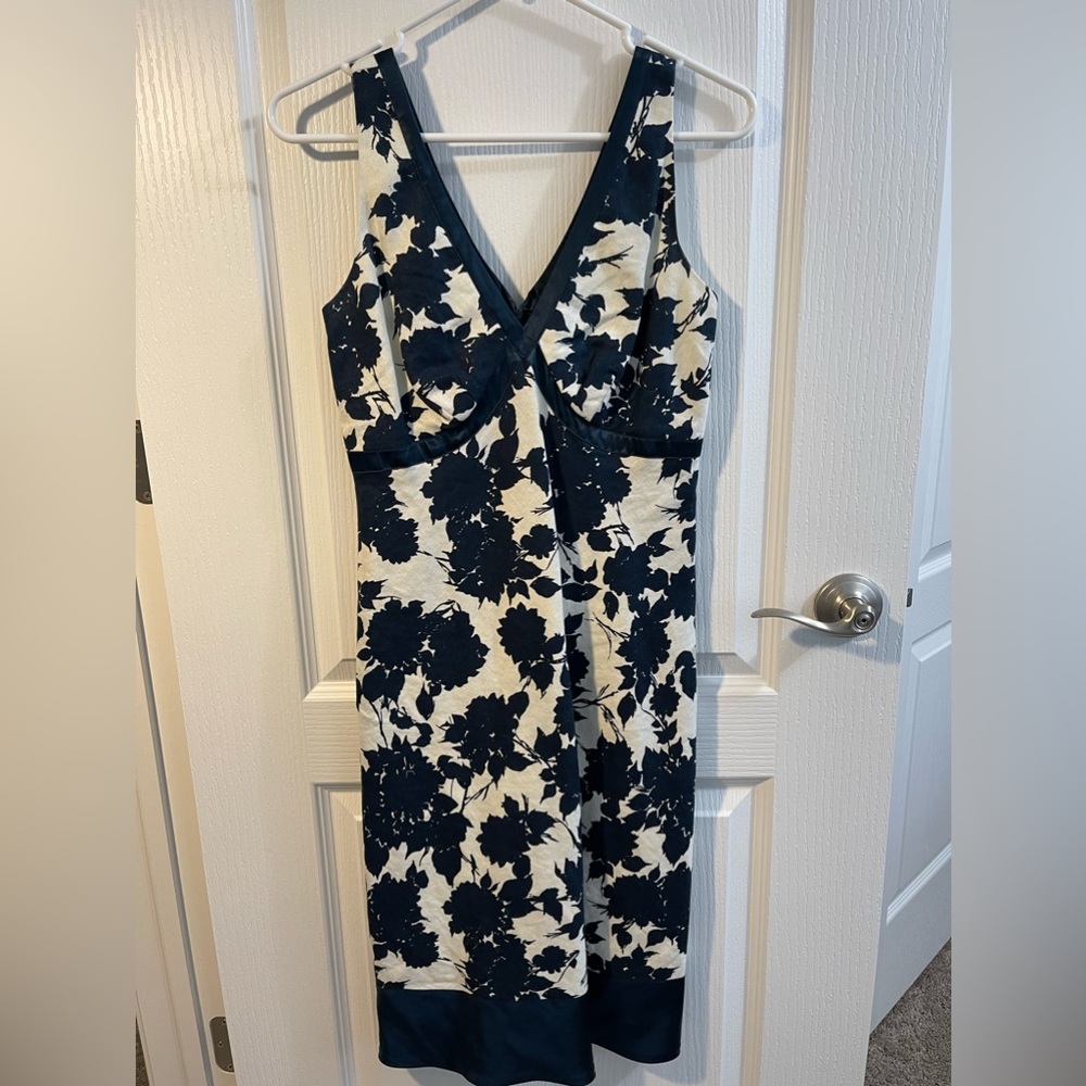 Navy and White Linen Dress - Size 2